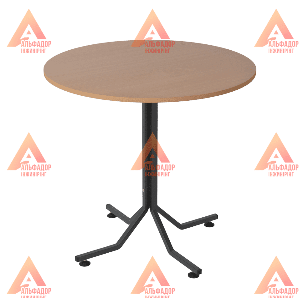 офісний стіл, металевий каркас столу, стіл з ДСП, кругла стільниця, меблі для офісу, стіл для навчального закладу, регульовані ніжки столу, стіл з порошковим покриттям, стіл з ламінованої ДСП, меблі на замовлення, стіл нестандартної висоти, чорний офісний