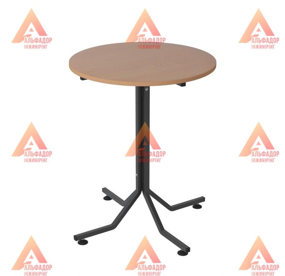 офісний стіл, розбірний стіл, металевий каркас столу, кругла стільниця, стіл з ДСП, меблі для офісу, регульовані ніжки столу, стіл з порошковим покриттям, стіл з ламінованої ДСП, меблі на замовлення, стіл нестандартної висоти, чорний офісний стіл, стіл з 