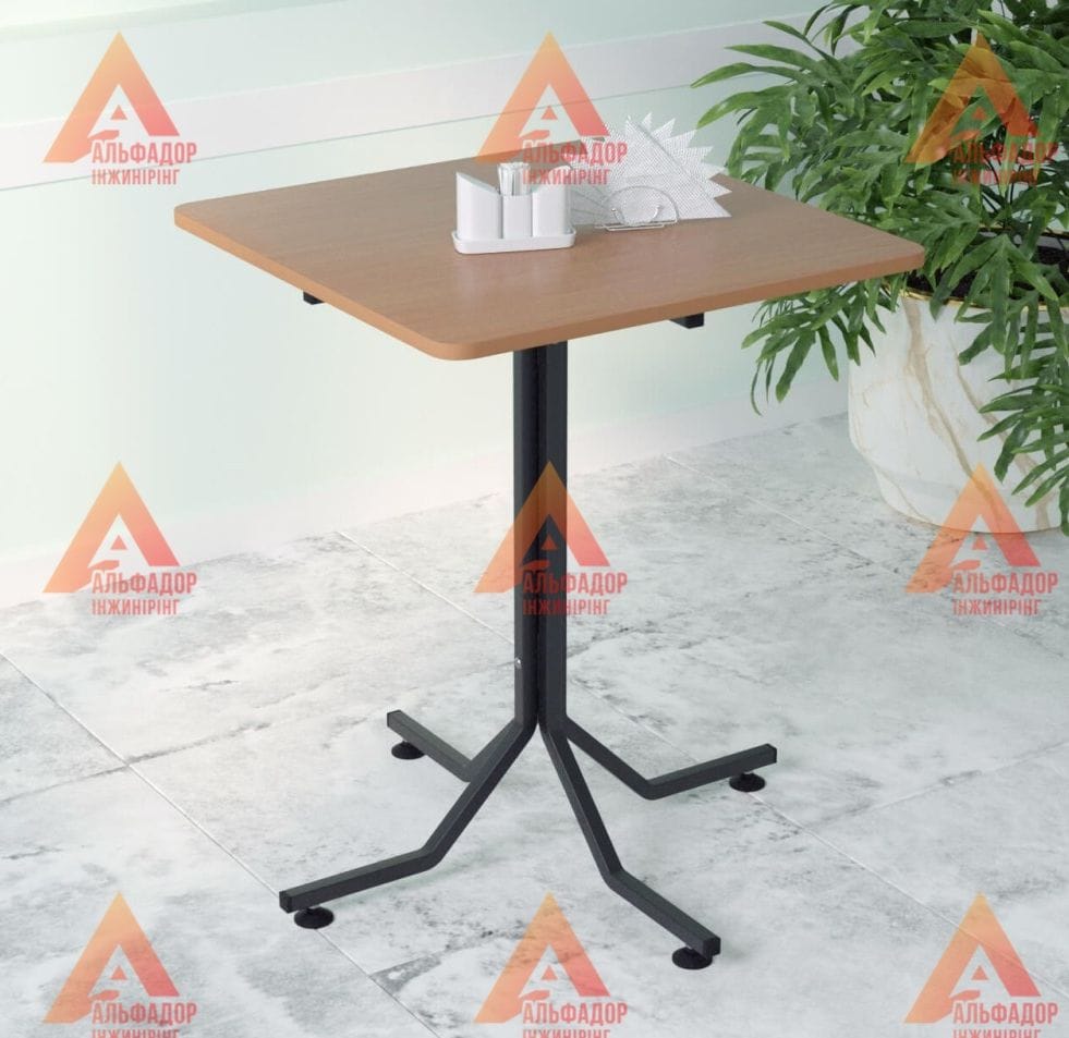 офісний стіл, стіл Дует, розбірний стіл, металевий каркас столу, квадратна стільниця, стіл з ДСП, меблі для офісу, регульовані ніжки столу, стіл з порошковим покриттям, стіл з ламінованої ДСП, меблі на замовлення, стіл нестандартної висоти, чорний офісний