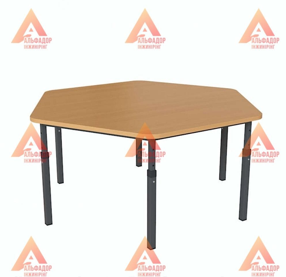 дитячий стіл, дитячий шестигранний стіл, стіл для дитячого садка, стіл для дошкільних закладів, дитячі меблі, стіл для дітей, стіл з металевим каркасом, стіл з ДСП, стіл з ПВХ кромкою, стіл бук, стіл дуб сонома, стіл дуб молочний, стіл вільха, стіл яблуня