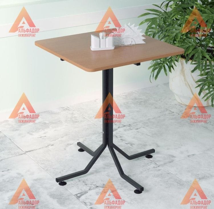 офісний стіл, стіл Дует, металевий каркас столу, квадратна стільниця, стіл з ДСП, меблі для офісу, регульовані ніжки столу, стіл з порошковим покриттям, стіл з ламінованої ДСП, меблі на замовлення, стіл нестандартної висоти, чорний офісний стіл, стіл з пл
