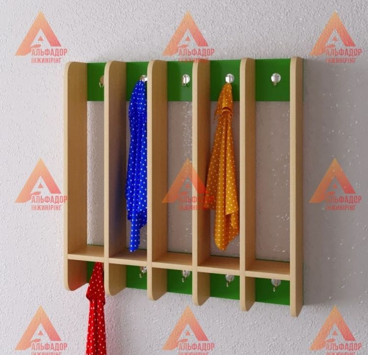 вішалка для рушників, дитяча вішалка, настінна вішалка для садочка, вішалка для школи, вішалка з гачками, вішалка з секціями, дитячі меблі для закладів освіти, купити вішалку для рушників