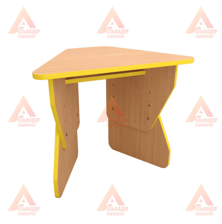 дитячий стіл, дитяча парта, стіл трикутний, стіл для дитячого садка, стіл для дошкільних закладів, дитячі меблі, стіл для дітей, стіл з металевим каркасом, стіл з ДСП, стіл з ПВХ кромкою, стіл бук, стіл дуб сонома, стіл вільха, стіл яблуня локарно, регуль