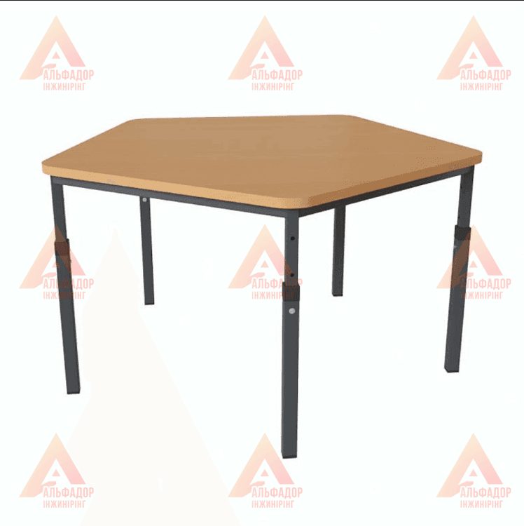 дитячий стіл, дитяча парта, п'ятигранний дитячий стіл, стіл для дитячого садка, стіл для дошкільних закладів, дитячі меблі, стіл для дітей, стіл з металевим каркасом, стіл з ДСП, стіл з ПВХ кромкою, стіл бук, стіл дуб сонома, стіл дуб молочний, стіл вільх