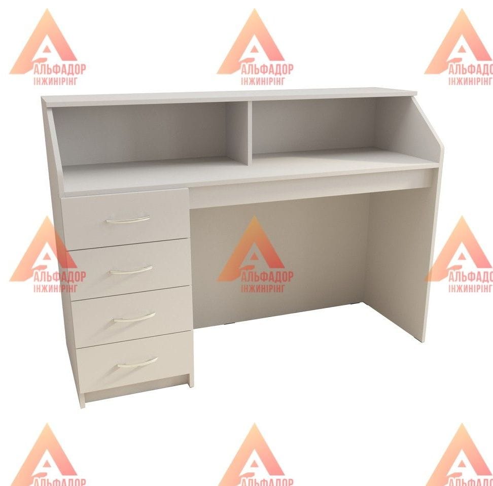 прямий ресепшен - ресепшен з ДСП - офісні меблі - меблі для рецепції - ресепшен для салону краси - ресепшен на замовлення - ресепшен з ящиками - ресепшен з ПВХ-кромкою - меблі для адміністратора - стіл для ресепшену - сучасні офісні меблі