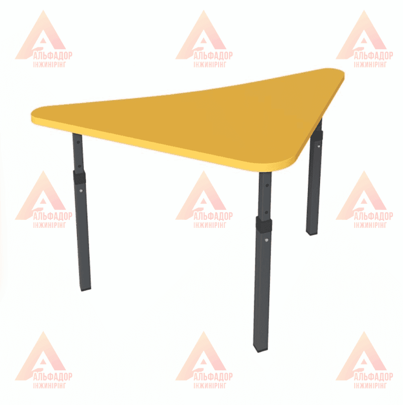 дитячий стіл, дитяча парта, стіл трикутний, стіл для дитячого садка, стіл для дошкільних закладів, дитячі меблі, стіл для дітей, стіл з металевим каркасом, стіл з ДСП, стіл з ПВХ кромкою, стіл бук, стіл дуб сонома, стіл вільха, стіл яблуня локарно, регуль