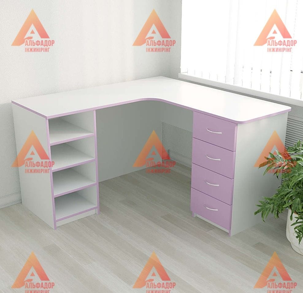 купити стіл для вчителя, кутовий стіл для навчального кабінету, меблі для Нової Української Школи, офісний стіл з тумбами, компактний стіл для викладача, стіл з ламінованої ДСП, меблі для школи, дитячі меблі з ДСП Е1, стіл з ящиками та полицями, стіл з ін