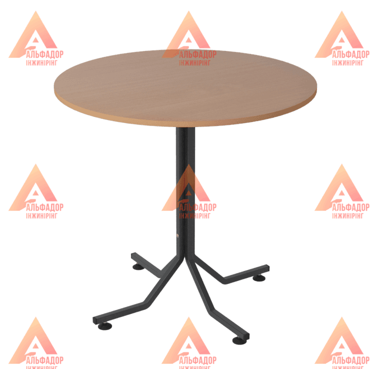 офісний стіл, металевий каркас столу, стіл з ДСП, кругла стільниця, меблі для офісу, стіл для навчального закладу, регульовані ніжки столу, стіл з порошковим покриттям, стіл з ламінованої ДСП, меблі на замовлення, стіл нестандартної висоти, чорний офісний