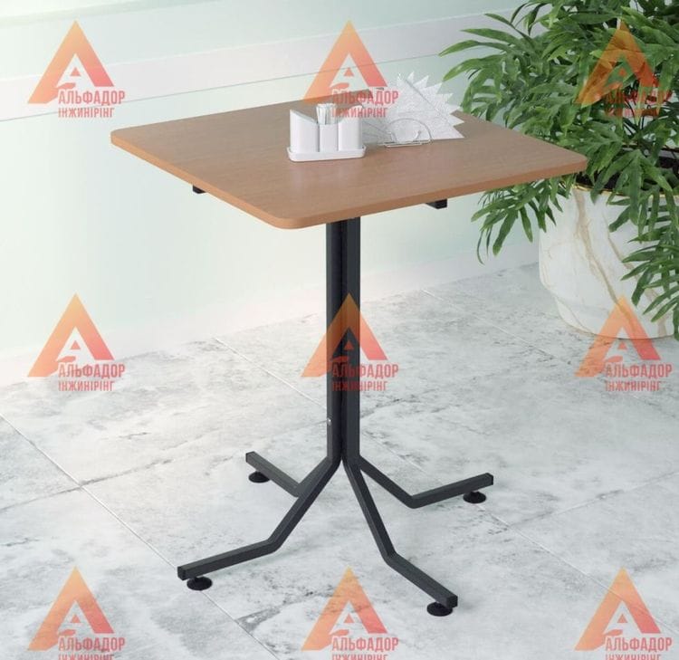 офісний стіл, стіл Дует, розбірний стіл, металевий каркас столу, квадратна стільниця, стіл з ДСП, меблі для офісу, регульовані ніжки столу, стіл з порошковим покриттям, стіл з ламінованої ДСП, меблі на замовлення, стіл нестандартної висоти, чорний офісний